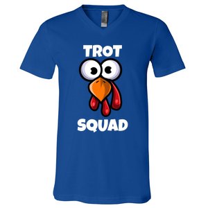 Trot Squad Thanksgiving Day Funny Turkey Face Running Funny Gift V-Neck T-Shirt