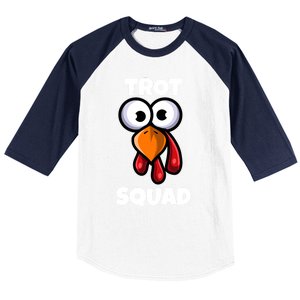 Trot Squad Thanksgiving Day Funny Turkey Face Running Funny Gift Baseball Sleeve Shirt