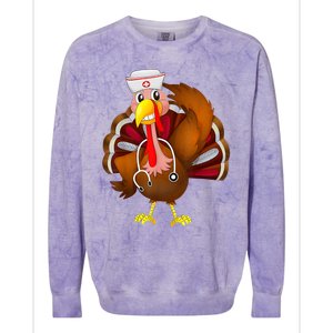 Thanksgiving Scrub Tops Wo Turkey Nurse Holiday Nursing Colorblast Crewneck Sweatshirt