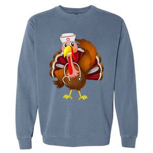 Thanksgiving Scrub Tops Wo Turkey Nurse Holiday Nursing Garment-Dyed Sweatshirt