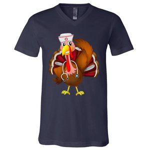 Thanksgiving Scrub Tops Wo Turkey Nurse Holiday Nursing V-Neck T-Shirt