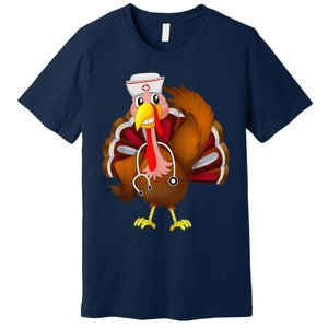 Thanksgiving Scrub Tops Wo Turkey Nurse Holiday Nursing Premium T-Shirt