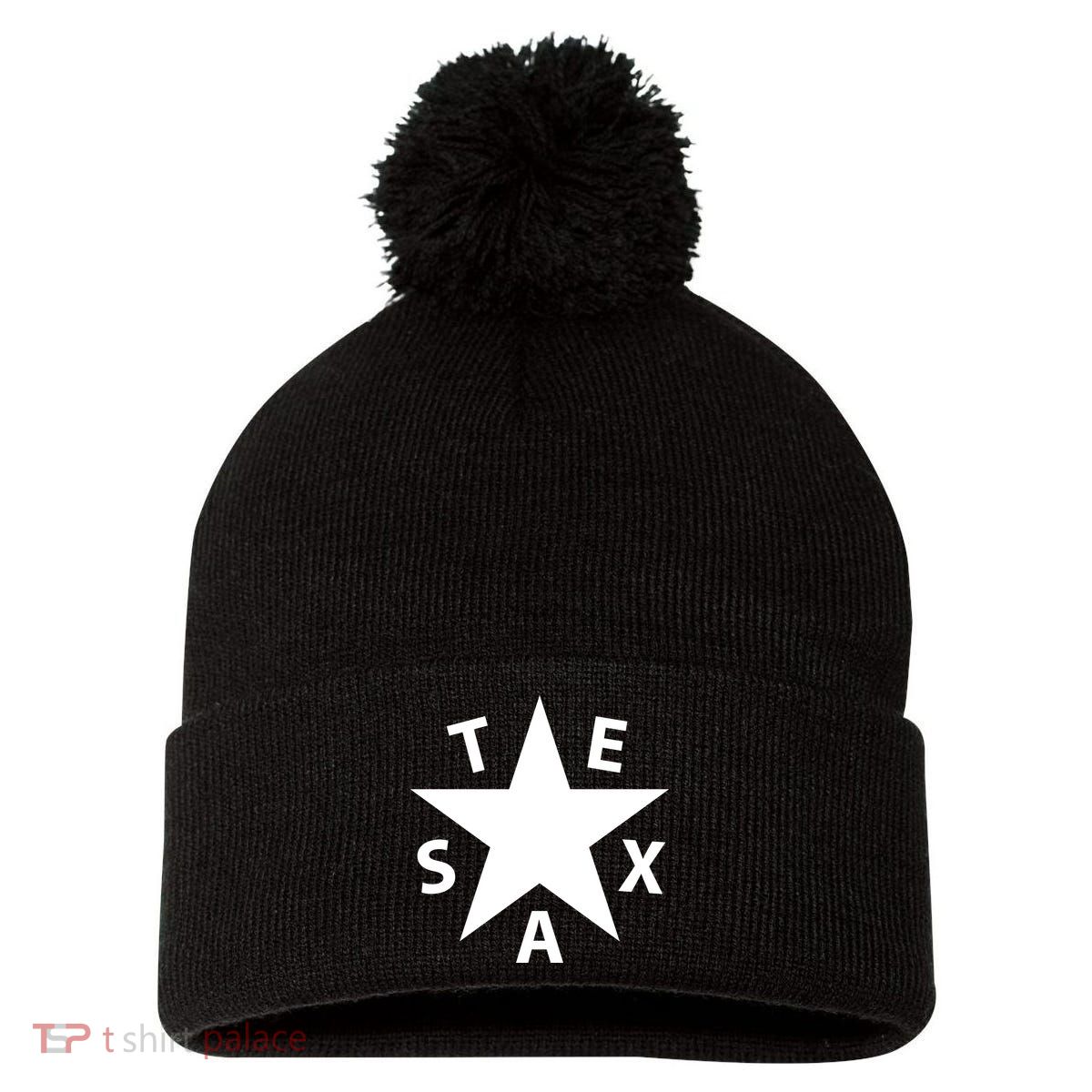Texas Star Pom Pom 12in Knit Beanie