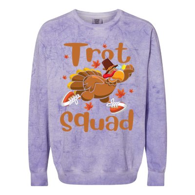 Trot Squad Thanksgiving Turkey Funny Running Turkey Lover Gift Colorblast Crewneck Sweatshirt