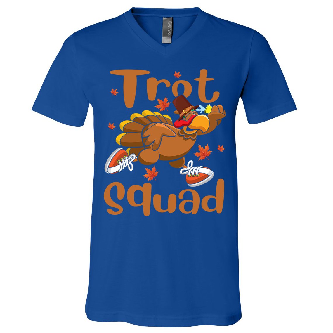 Trot Squad Thanksgiving Turkey Funny Running Turkey Lover Gift V-Neck T-Shirt