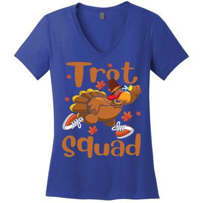 Trot Squad Thanksgiving Turkey Funny Running Turkey Lover Gift Women's V-Neck T-Shirt