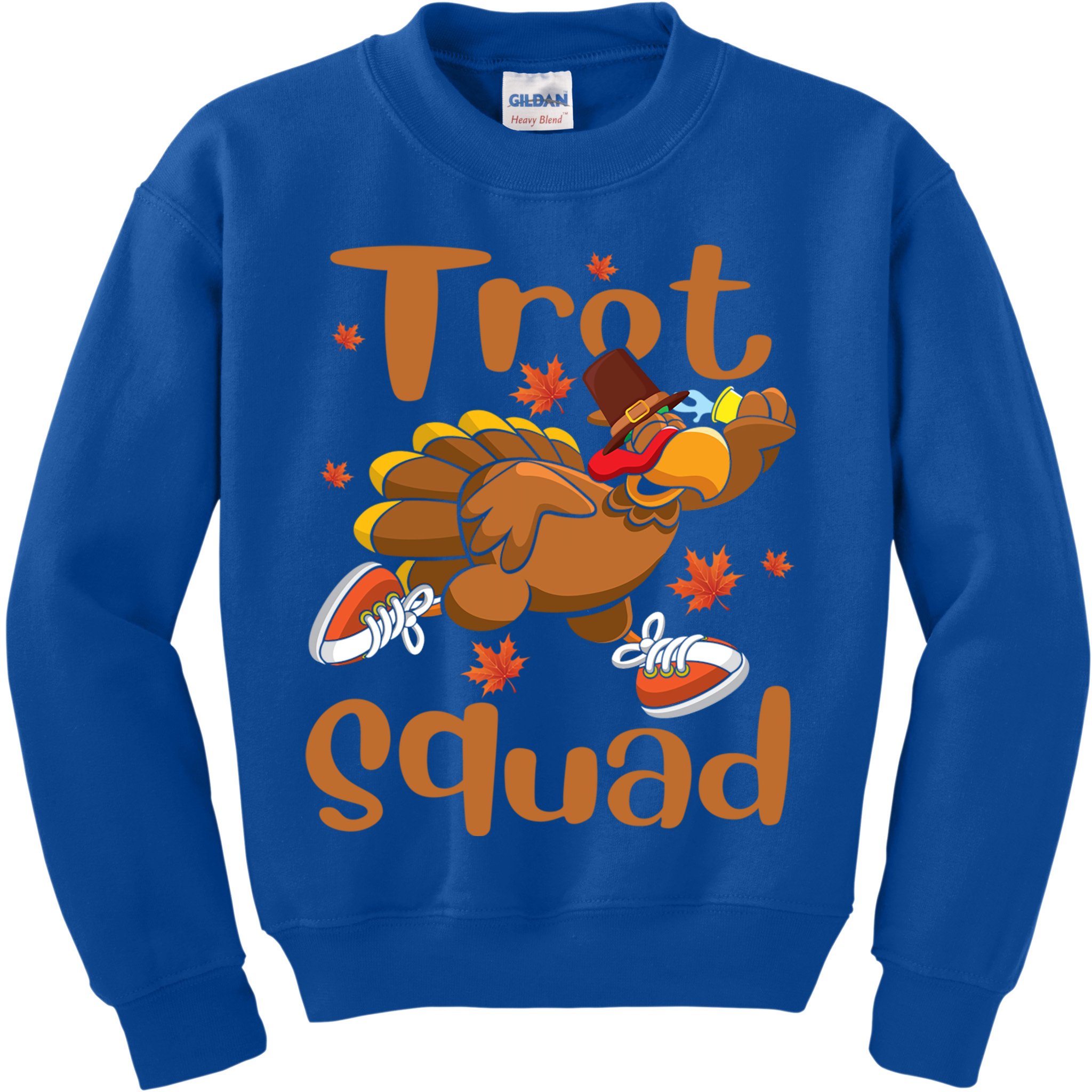 Trot Squad Thanksgiving Turkey Funny Running Turkey Lover Gift Kids Sweatshirt