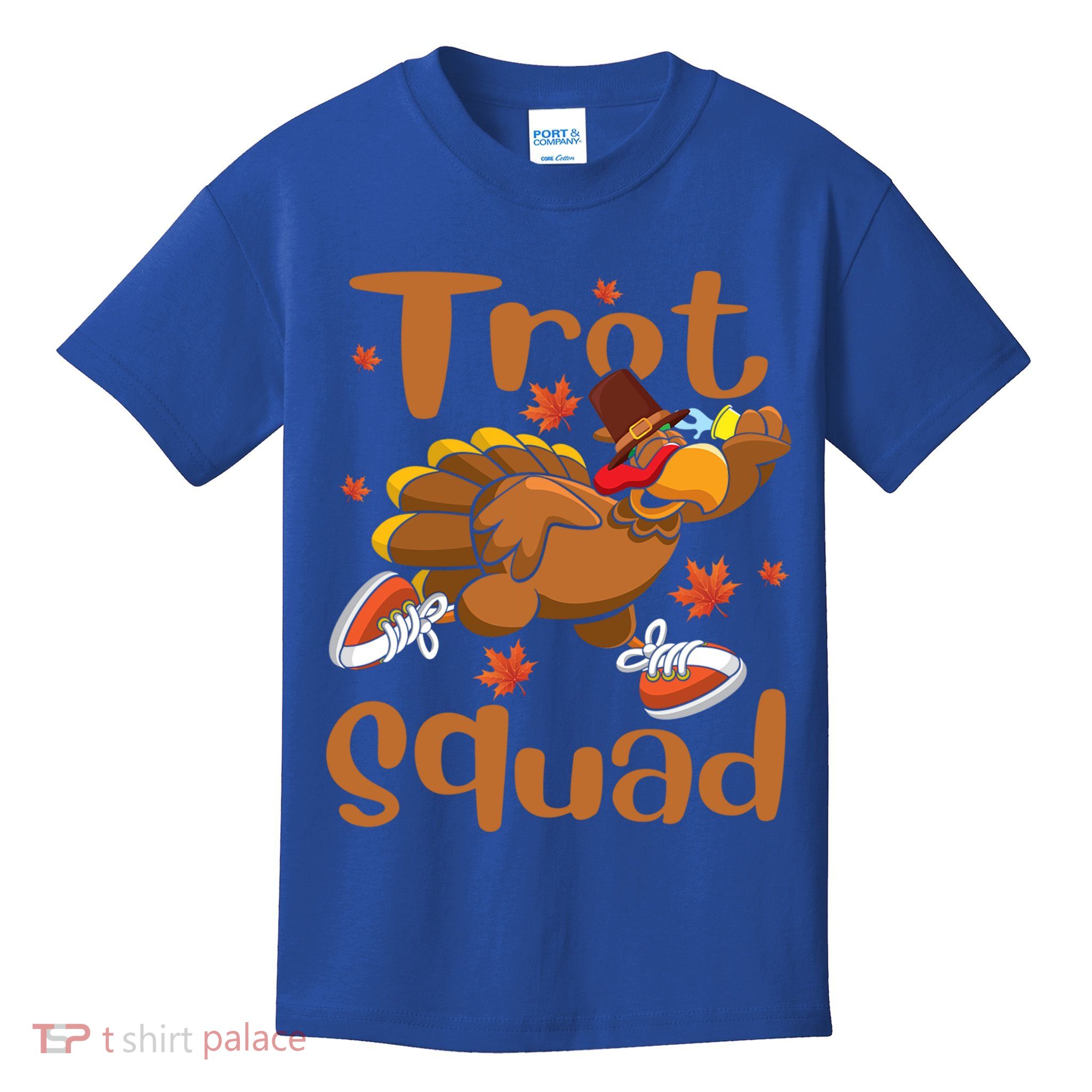 Trot Squad Thanksgiving Turkey Funny Running Turkey Lover Gift Kids T-Shirt