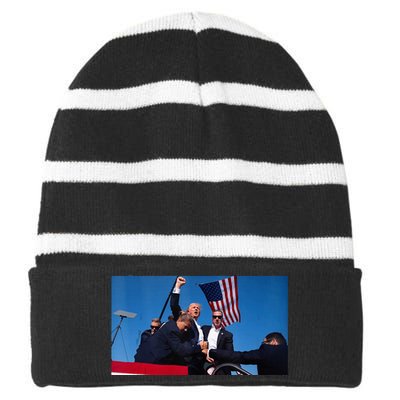 Trump Shooting Striped Beanie with Solid Band