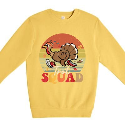 Trot Squad Turkey Autumn Fall Yall Thanksgiving Groovy Retro Funny Gift Premium Crewneck Sweatshirt