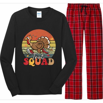 Trot Squad Turkey Autumn Fall Yall Thanksgiving Groovy Retro Funny Gift Long Sleeve Pajama Set