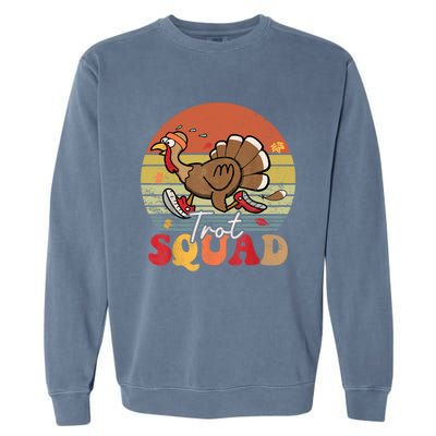 Trot Squad Turkey Autumn Fall Yall Thanksgiving Groovy Retro Funny Gift Garment-Dyed Sweatshirt