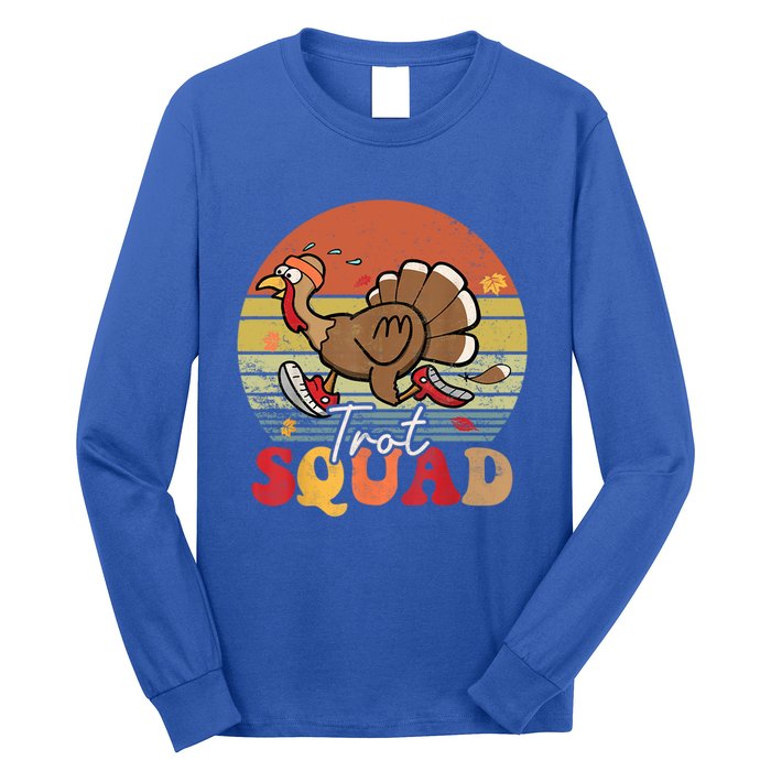 Trot Squad Turkey Autumn Fall Yall Thanksgiving Groovy Retro Funny Gift Long Sleeve Shirt