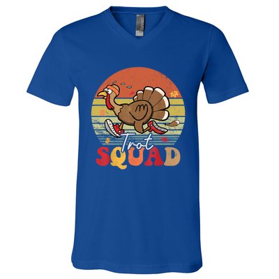 Trot Squad Turkey Autumn Fall Yall Thanksgiving Groovy Retro Funny Gift V-Neck T-Shirt