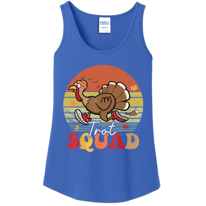 Trot Squad Turkey Autumn Fall Yall Thanksgiving Groovy Retro Funny Gift Ladies Essential Tank