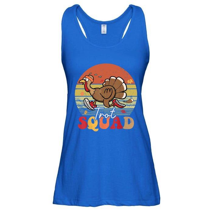 Trot Squad Turkey Autumn Fall Yall Thanksgiving Groovy Retro Funny Gift Ladies Essential Flowy Tank