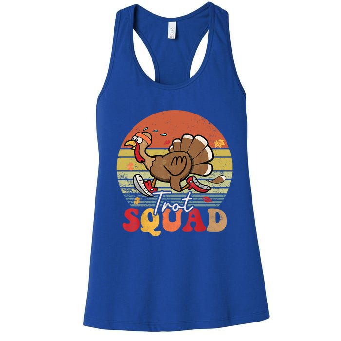 Trot Squad Turkey Autumn Fall Yall Thanksgiving Groovy Retro Funny Gift Women's Racerback Tank