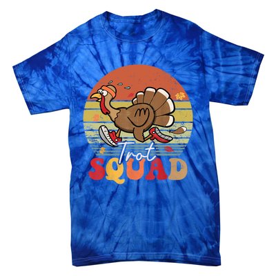 Trot Squad Turkey Autumn Fall Yall Thanksgiving Groovy Retro Funny Gift Tie-Dye T-Shirt