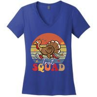 Trot Squad Turkey Autumn Fall Yall Thanksgiving Groovy Retro Funny Gift Women's V-Neck T-Shirt