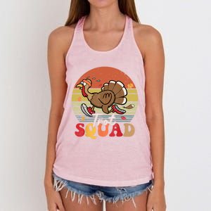 Trot Squad Turkey Autumn Fall Yall Thanksgiving Groovy Retro Funny Gift Women's Knotted Racerback Tank