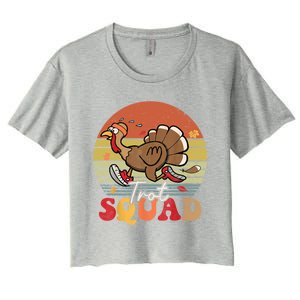 Trot Squad Turkey Autumn Fall Yall Thanksgiving Groovy Retro Funny Gift Women's Crop Top Tee