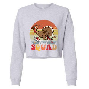 Trot Squad Turkey Autumn Fall Yall Thanksgiving Groovy Retro Funny Gift Cropped Pullover Crew