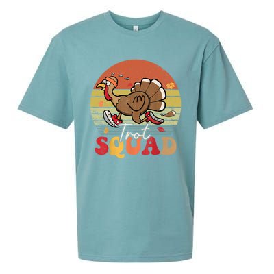 Trot Squad Turkey Autumn Fall Yall Thanksgiving Groovy Retro Funny Gift Sueded Cloud Jersey T-Shirt