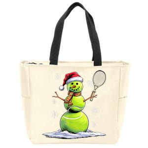 Tennis Snowman Tennis Player Santa Hat Christmas Funny Zip Tote Bag