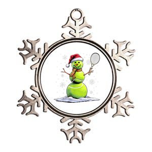 Tennis Snowman Tennis Player Santa Hat Christmas Funny Metallic Star Ornament