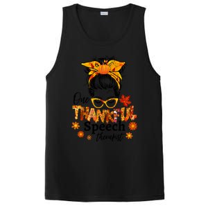 Thankful Speech Therapist Fall Thanksgiving Cute Messy Bun Cool Gift PosiCharge Competitor Tank