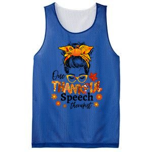 Thankful Speech Therapist Fall Thanksgiving Cute Messy Bun Cool Gift Mesh Reversible Basketball Jersey Tank