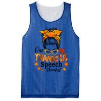 Thankful Speech Therapist Fall Thanksgiving Cute Messy Bun Cool Gift Mesh Reversible Basketball Jersey Tank