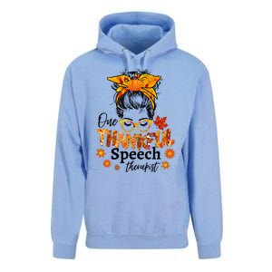 Thankful Speech Therapist Fall Thanksgiving Cute Messy Bun Cool Gift Unisex Surf Hoodie