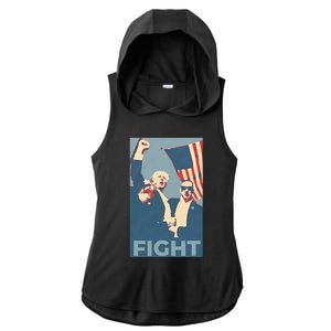 Trump Shot Trump Fight Ladies PosiCharge Tri-Blend Wicking Draft Hoodie Tank