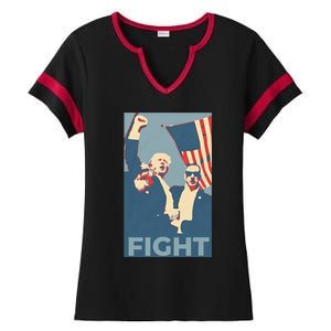 Trump Shot Trump Fight Ladies Halftime Notch Neck Tee