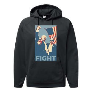 Trump Shot Trump Fight Performance Fleece Hoodie