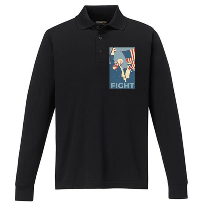 Trump Shot Trump Fight Performance Long Sleeve Polo