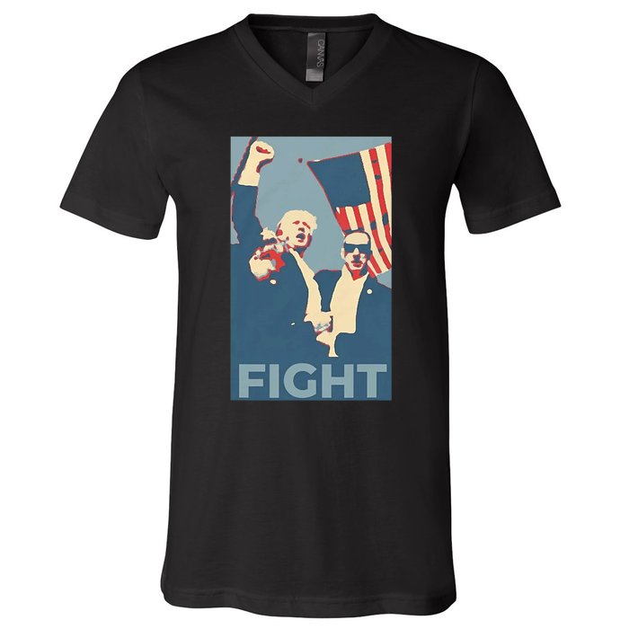 Trump Shot Trump Fight V-Neck T-Shirt