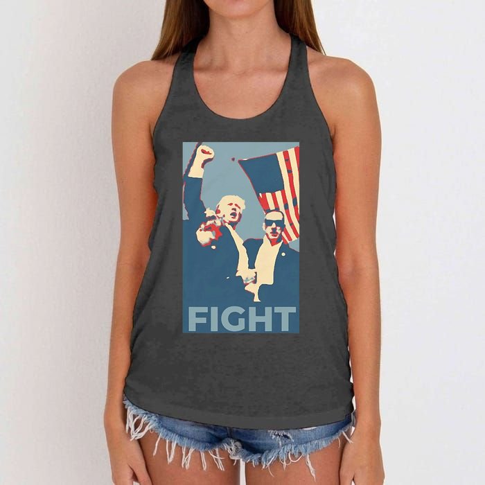 Trump Shot Trump Fight Women's Knotted Racerback Tank