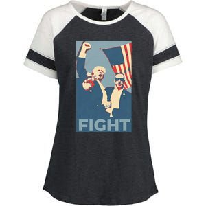 Trump Shot Trump Fight Enza Ladies Jersey Colorblock Tee