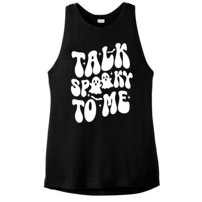 Take Spooky To Me Retro Groovy Halloween Ladies PosiCharge Tri-Blend Wicking Tank