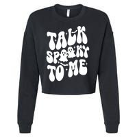 Take Spooky To Me Retro Groovy Halloween Cropped Pullover Crew