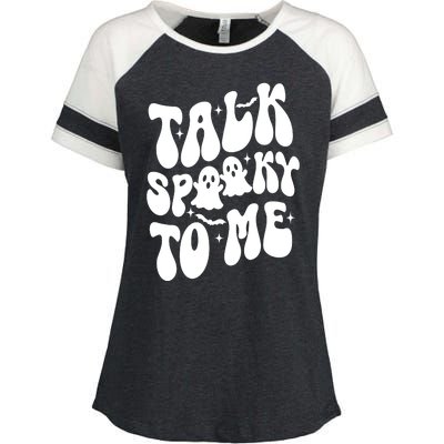 Take Spooky To Me Retro Groovy Halloween Enza Ladies Jersey Colorblock Tee