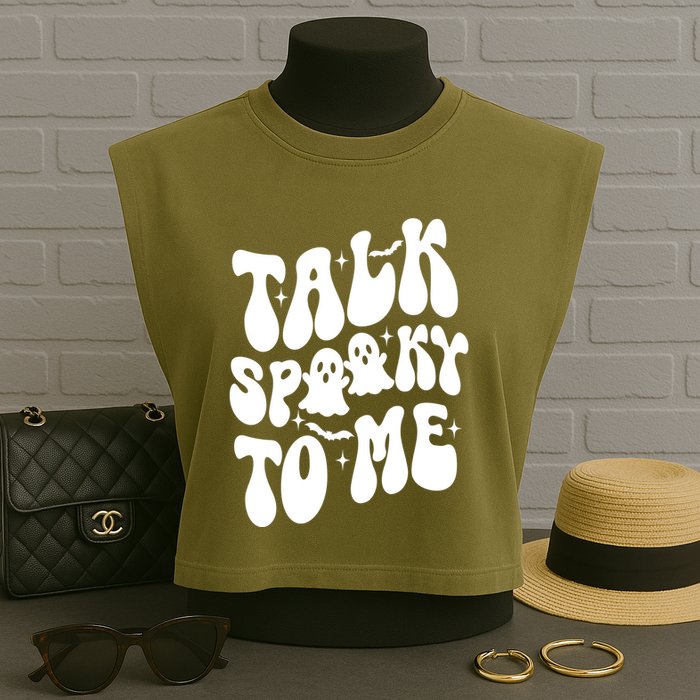 Take Spooky To Me Retro Groovy Halloween Garment-Dyed Women's Muscle Tee