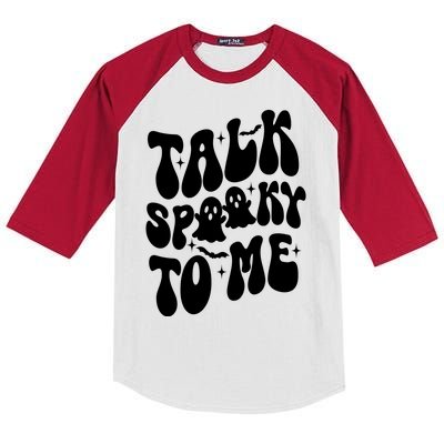 Take Spooky To Me Retro Groovy Halloween Kids Colorblock Raglan Jersey