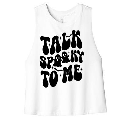 Take Spooky To Me Retro Groovy Halloween Women's Racerback Cropped Tank