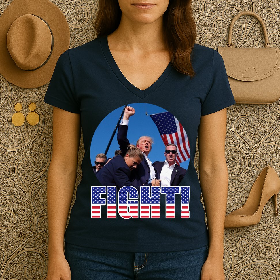 Trump Signals To Americans To Fight Women's V-Neck T-Shirt