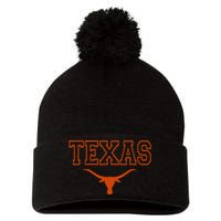 Texas State Tx Vintage Bull Head Proud Texans Pom Pom 12in Knit Beanie