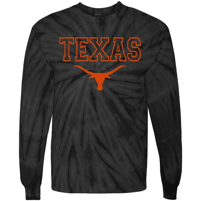 Texas State Tx Vintage Bull Head Proud Texans Tie-Dye Long Sleeve Shirt