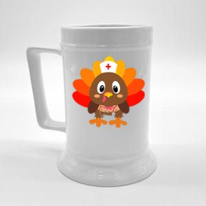 Thanksgiving Scrub Tops Cute Turkey Nurse Nursing Funny Gift Beer Stein